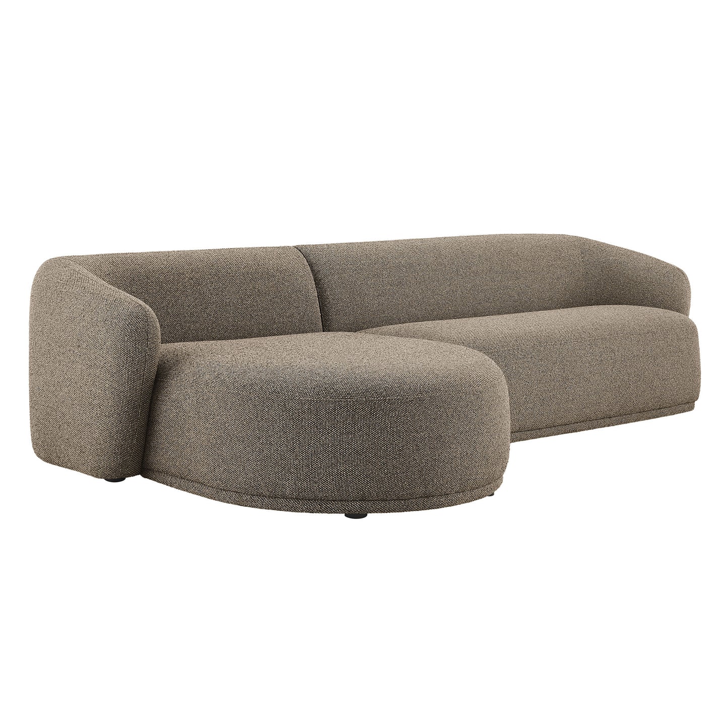 Myrrh 2 Piece Left Facing Boucle Fabric Modular Sofa with Chaise in Earth