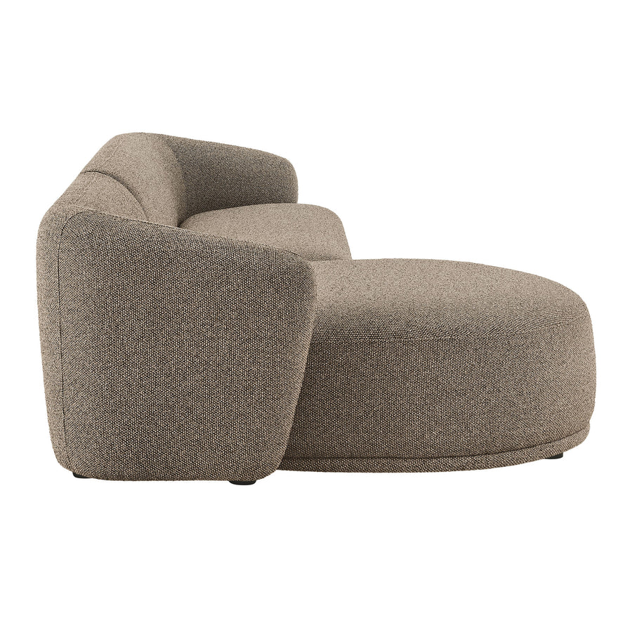 Myrrh 2 Piece Left Facing Boucle Fabric Modular Sofa with Chaise in Earth