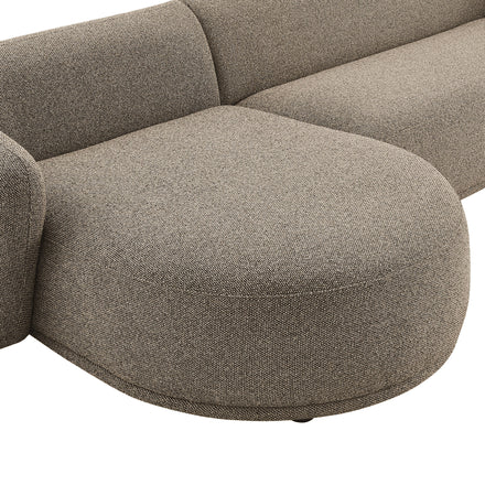 Monica 2 Piece Left Facing Boucle Fabric Modular Sofa with Chaise in Earth