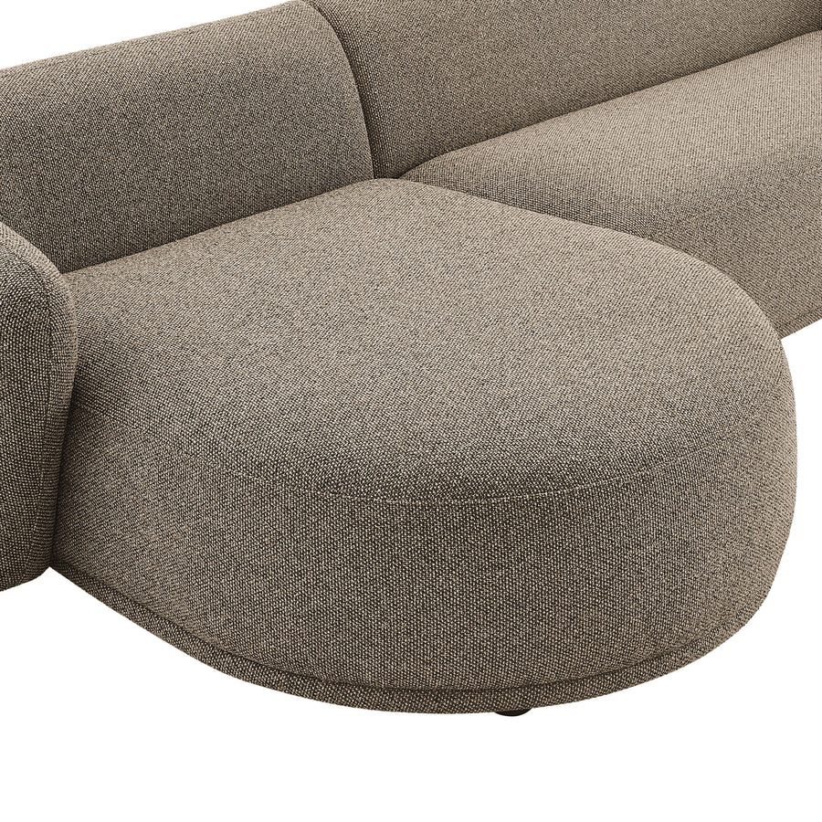 Myrrh 2 Piece Left Facing Boucle Fabric Modular Sofa with Chaise in Earth