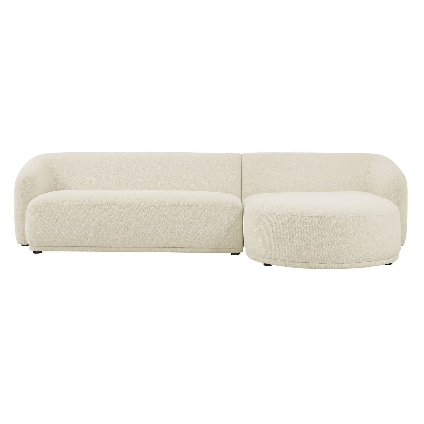Myrrh 2 Piece Right Facing Boucle Fabric Modular Sofa with Chaise in Cream