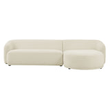 Myrrh 2 Piece Right Facing Boucle Fabric Modular Sofa with Chaise in Cream