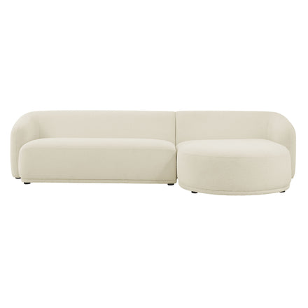 Monica 2 Piece Right Facing Boucle Fabric Modular Sofa with Chaise in Cream