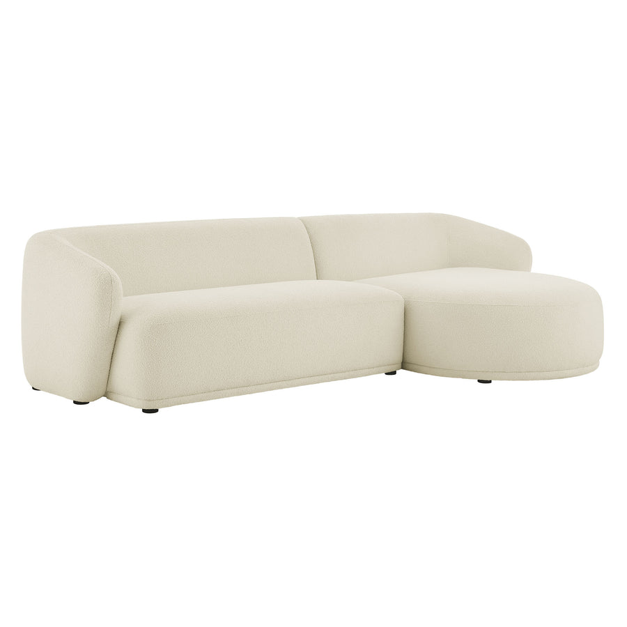 Myrrh 2 Piece Right Facing Boucle Fabric Modular Sofa with Chaise in Cream