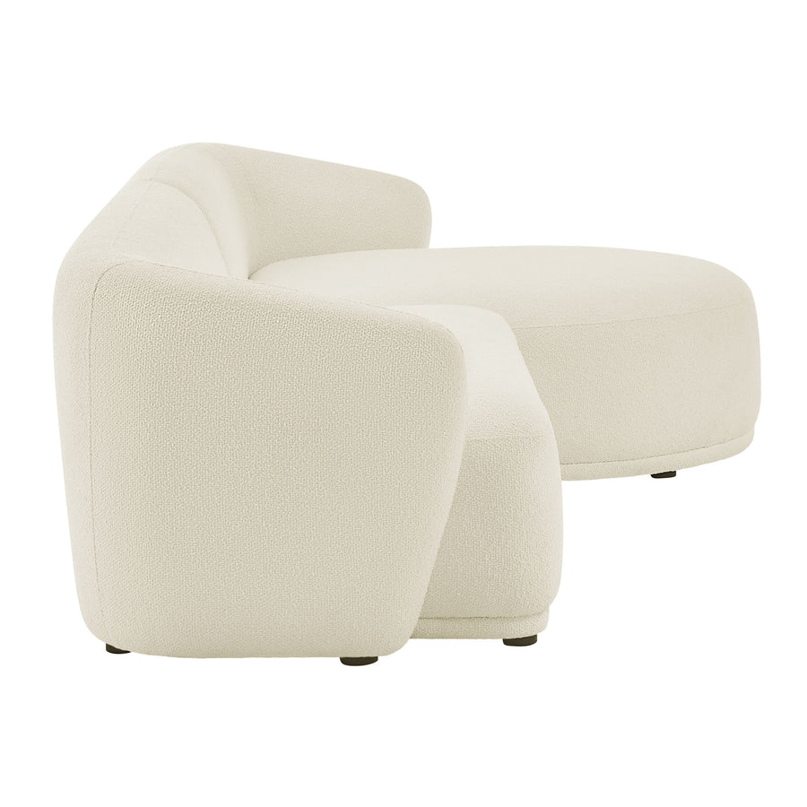 Myrrh 2 Piece Right Facing Boucle Fabric Modular Sofa with Chaise in Cream