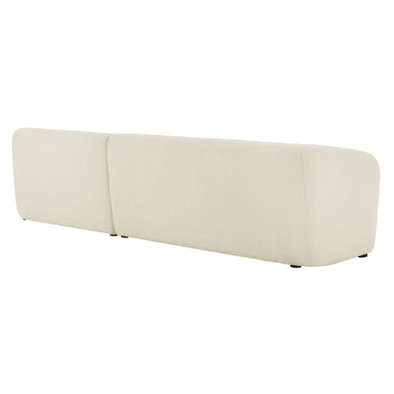 Monica 2 Piece Right Facing Boucle Fabric Modular Sofa with Chaise in Cream