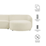 Myrrh 2 Piece Right Facing Boucle Fabric Modular Sofa with Chaise in Cream