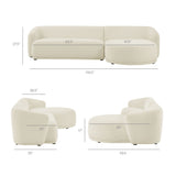 Myrrh 2 Piece Right Facing Boucle Fabric Modular Sofa with Chaise in Cream