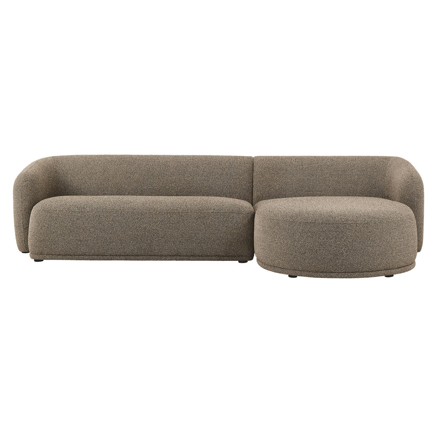 Myrrh 2 Piece Right Facing Boucle Fabric Modular Sofa with Chaise in Earth