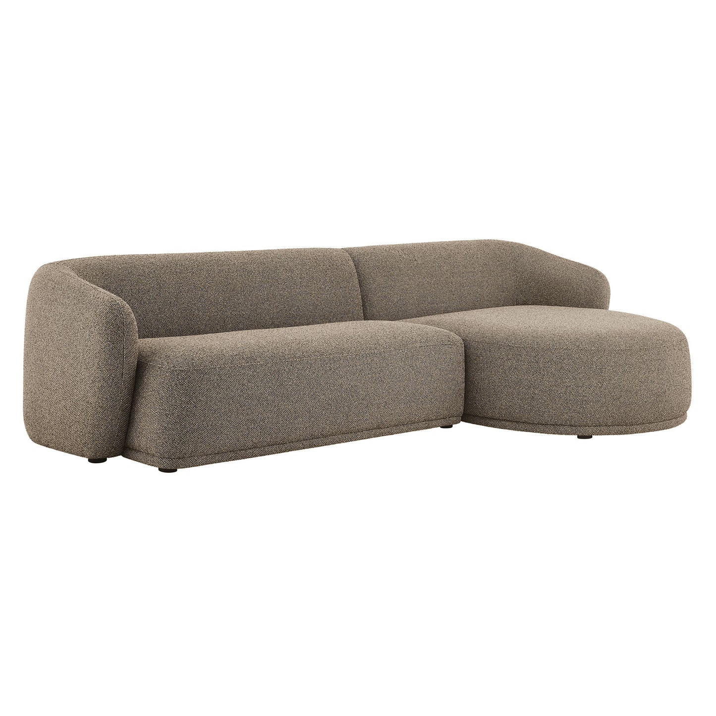 Myrrh 2 Piece Right Facing Boucle Fabric Modular Sofa with Chaise in Earth