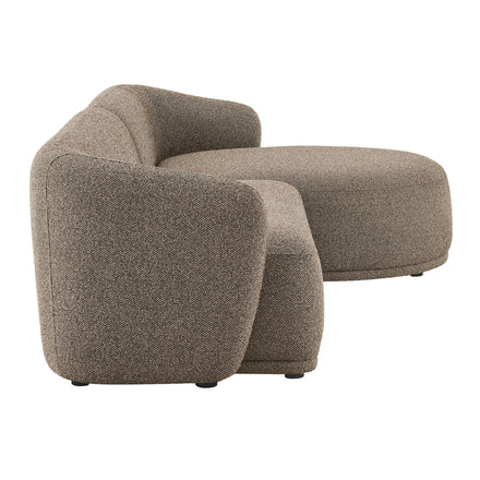 Monica 2 Piece Right Facing Boucle Fabric Modular Sofa with Chaise in Earth