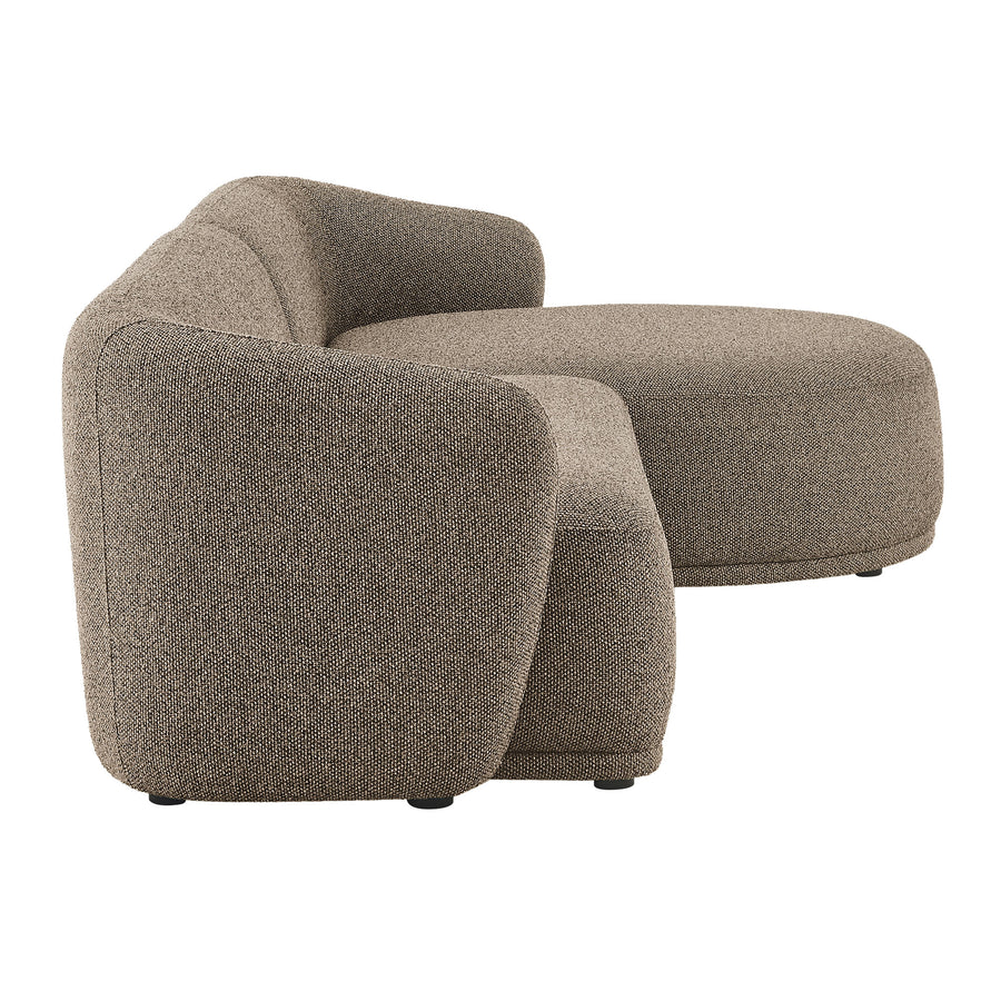 Myrrh 2 Piece Right Facing Boucle Fabric Modular Sofa with Chaise in Earth