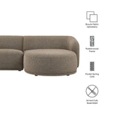 Myrrh 2 Piece Right Facing Boucle Fabric Modular Sofa with Chaise in Earth