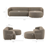 Myrrh 2 Piece Right Facing Boucle Fabric Modular Sofa with Chaise in Earth