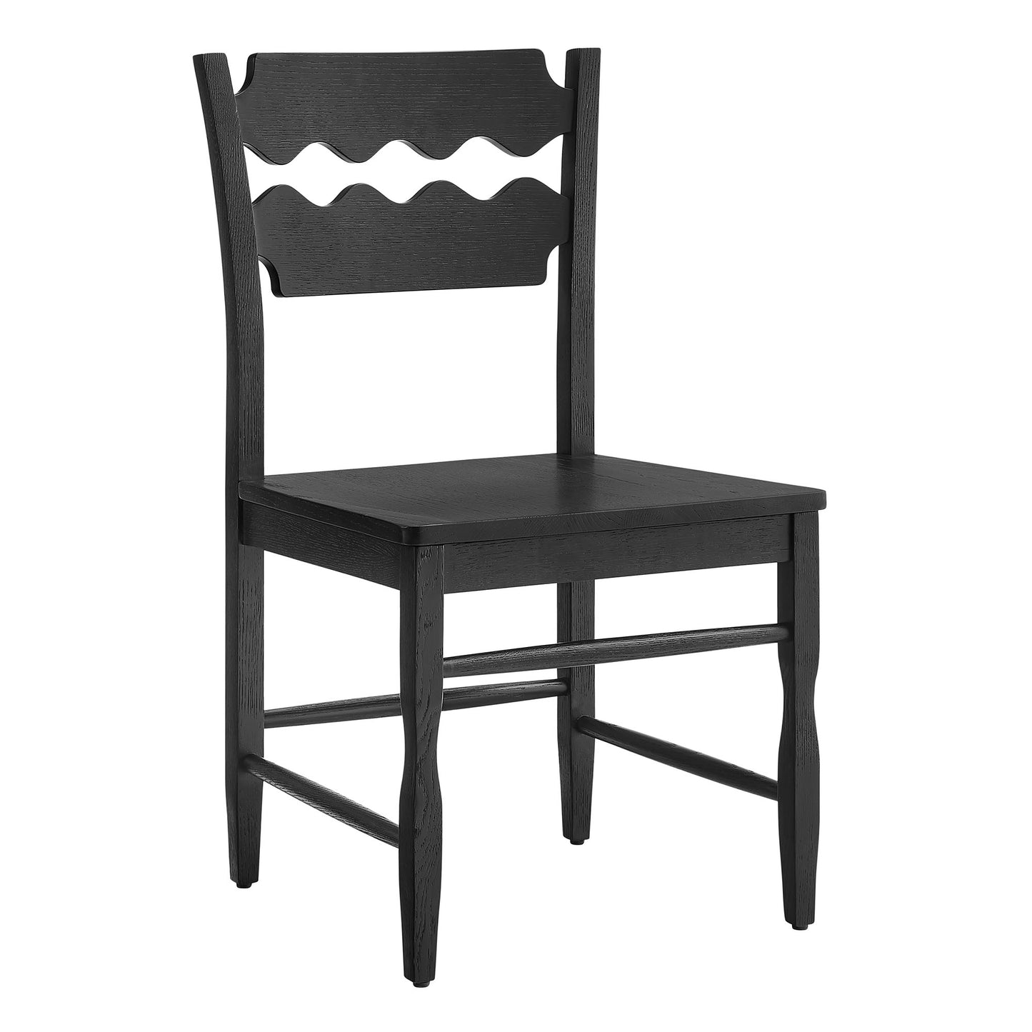Jax Oak Wood Dining Chair With Wavy Razor Back by Furniture for America