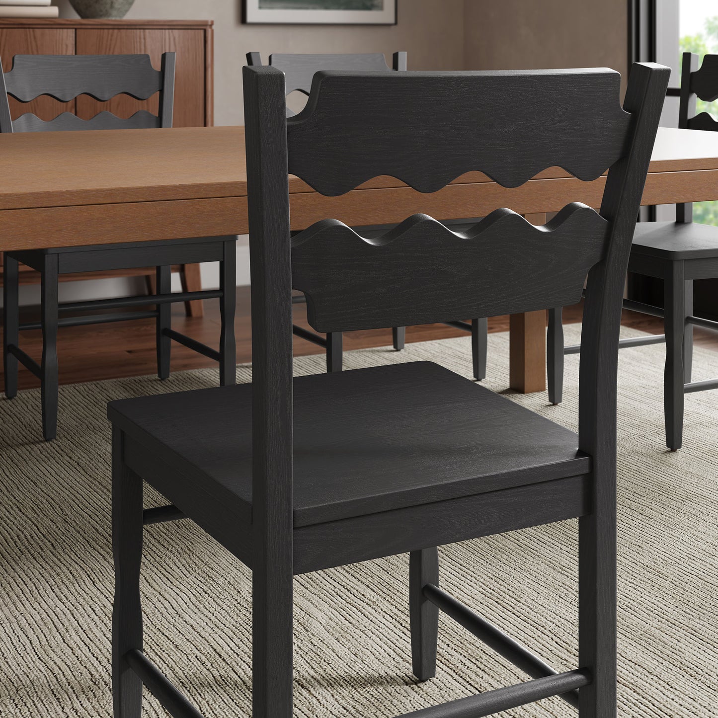 Jax Oak Wood Dining Chair With Wavy Razor Back by Furniture for America