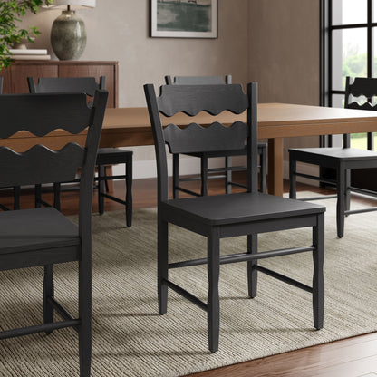Jax Oak Wood Dining Chair With Wavy Razor Back by Furniture for America