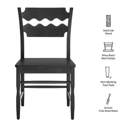 Jax Oak Wood Dining Chair With Wavy Razor Back by Furniture for America