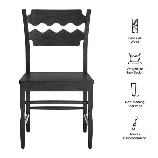 Jax Oak Wood Dining Chair With Wavy Razor Back by Furniture for America