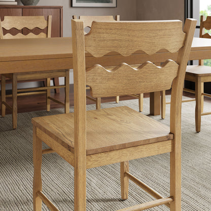 Jax Oak Wood Dining Chair With Wavy Razor Back by Furniture for America