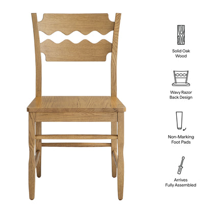 Jax Oak Wood Dining Chair With Wavy Razor Back by Furniture for America