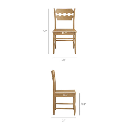 Jax Oak Wood Dining Chair With Wavy Razor Back by Furniture for America