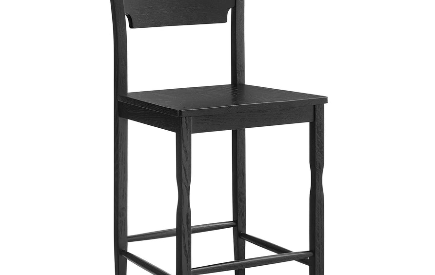 Lennox Oak Wood Counter Stool With Wavy Razor Back in Black