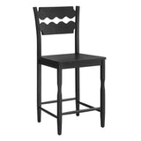 Lennox Oak Wood Counter Stool With Wavy Razor Back in Black