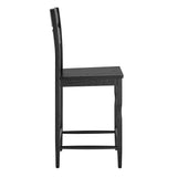 Lennox Oak Wood Counter Stool With Wavy Razor Back in Black