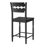 Lennox Oak Wood Counter Stool With Wavy Razor Back in Black