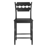 Lennox Oak Wood Counter Stool With Wavy Razor Back in Black