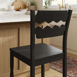 Lennox Oak Wood Counter Stool With Wavy Razor Back in Black