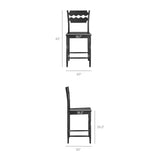 Lennox Oak Wood Counter Stool With Wavy Razor Back in Black