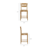 Lennox Oak Wood Counter Stool With Wavy Razor Back in Weathered Oak