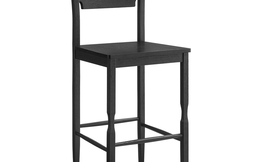 Lennox Oak Wood Bar Stool With Wavy Razor Back in Black