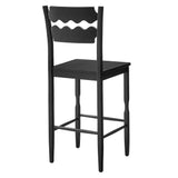 Lennox Oak Wood Bar Stool With Wavy Razor Back in Black