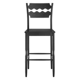 Lennox Oak Wood Bar Stool With Wavy Razor Back in Black