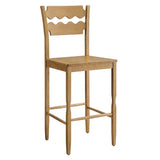 Lennox Oak Wood Bar Stool With Wavy Razor Back in Weathered Oak