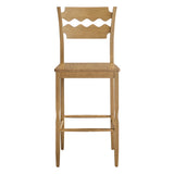 Lennox Oak Wood Bar Stool With Wavy Razor Back in Weathered Oak