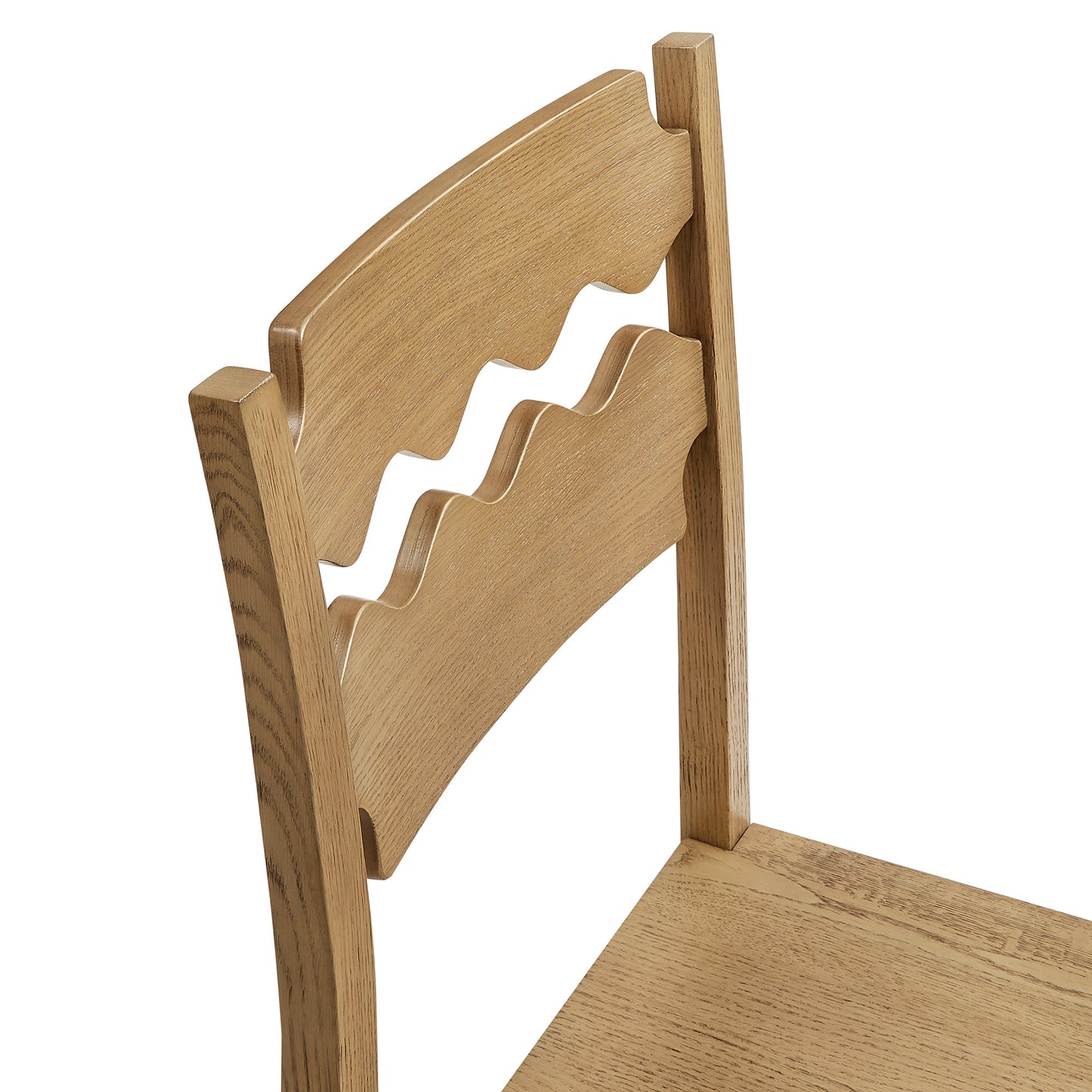 Lennox Oak Wood Bar Stool With Wavy Razor Back in Weathered Oak