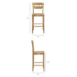 Lennox Oak Wood Bar Stool With Wavy Razor Back in Weathered Oak