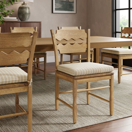 Jax Fabric Dining Chair Seat Cushion in Oatmeal Stripe