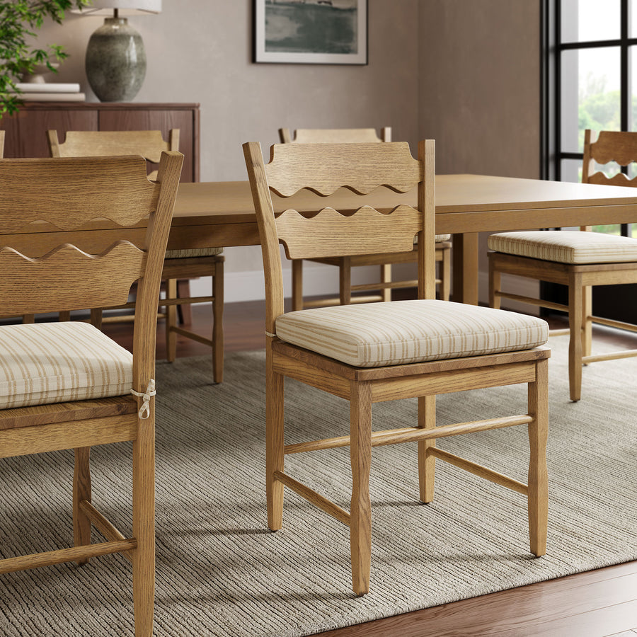 Lennox Fabric Dining Chair Seat Cushion in Oatmeal Stripe