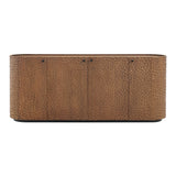Sabine 71.5 Inch Oval Chiseled Wood Sideboard Buffet Cabinet with Hammered Effect in Walnut
