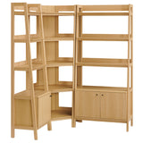 Finch 3 Piece Corner Bookshelf Set With Wide and Narrow Bookshelves in Oak