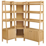 Finch 3 Piece Corner Bookshelf Set With Wide and Narrow Bookshelves in Oak