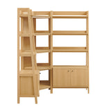 Finch 3 Piece Corner Bookshelf Set With Wide and Narrow Bookshelves in Oak