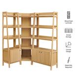 Finch 3 Piece Corner Bookshelf Set With Wide and Narrow Bookshelves in Oak