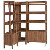 Finch 3 Piece Corner Bookshelf Set With Wide and Narrow Bookshelves in Walnut