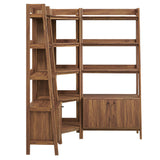 Finch 3 Piece Corner Bookshelf Set With Wide and Narrow Bookshelves in Walnut